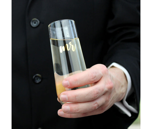 Gold Mr. Stemless Champagne Glass
