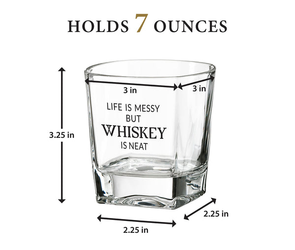 Set of 2 Whiskey Low Ball Glasses with Funny Sayings