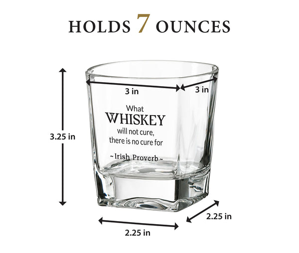 Set of 2 Whiskey Low Ball Glasses with Famous Quotes