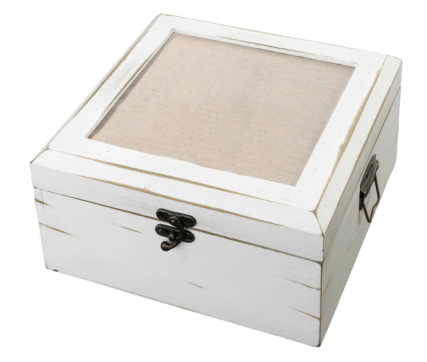 Antique White Wood Card Box