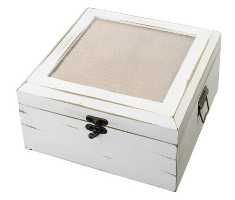Antique White Wood Card Box