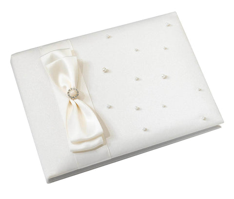 Ivory Pearl & Bow Guest Book