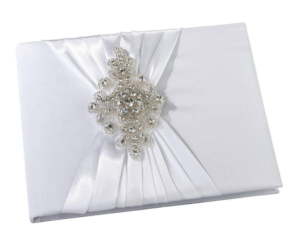 Elegant White Jeweled Guest Book