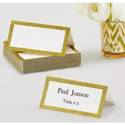 Gold Glitter Border Place Cards - 50 ct.