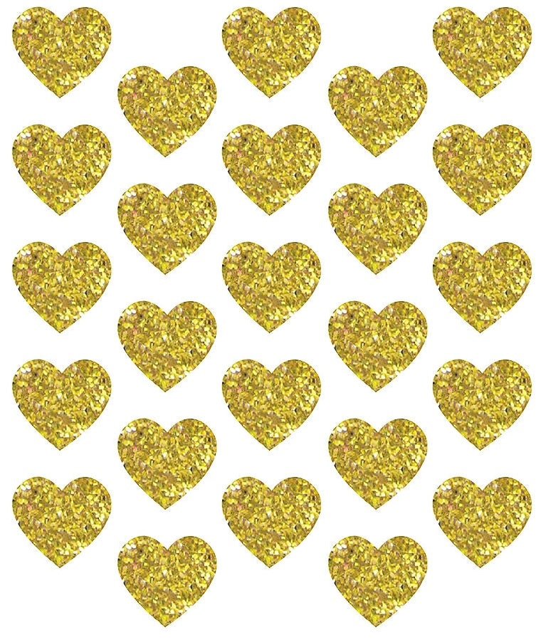 Sticker Seals - Glitter Gold Hearts x 25 qty