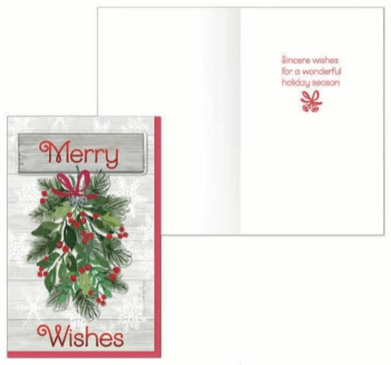 Handmade Christmas Greeting Card - Merry Wishes