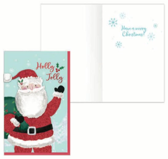 Handmade Christmas Greeting Card - Holly Jolly Santa