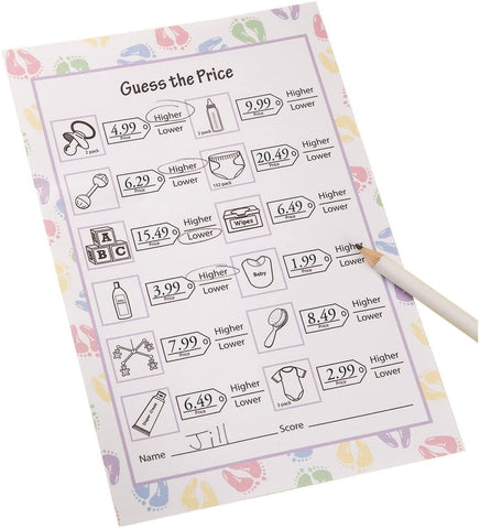 Baby Shower Guess the Price Game - 24 sheets