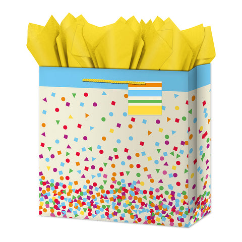 Square Jumbo Gift Bag - Bright Confetti - Rainbow