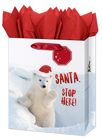 Large Christmas Gift Bag - Polar Bear Santa