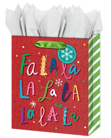 Large Christmas Gift Bag - Fa La La Glitter Design