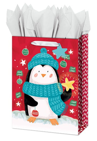 Extra Large Christmas Gift Bag - Whimsical Penguin