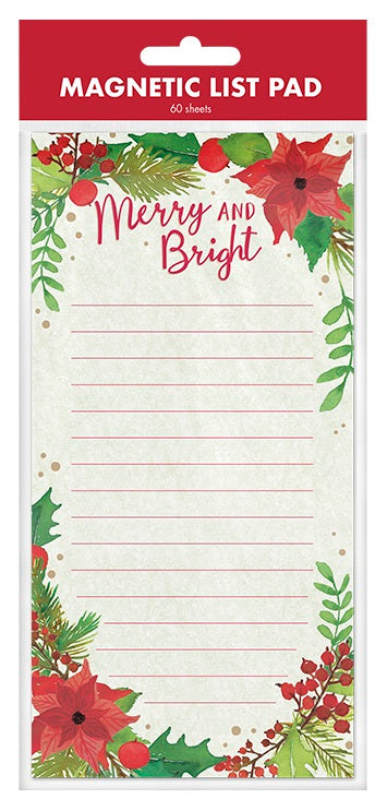 Christmas Magnetic List Notepad - Merry and Bright