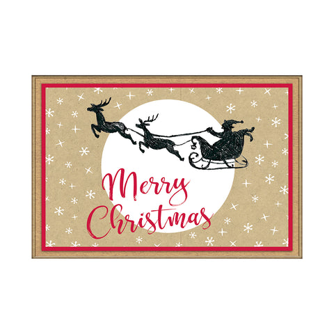 Rustic Merry Christmas Santa Silhouette - Boxed Holiday Cards - 12ct.