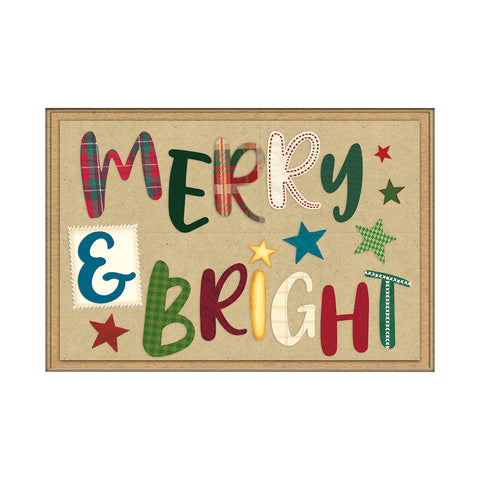 Rustic Merry & Bright - Kraft Boxed Holiday Cards - 12ct.