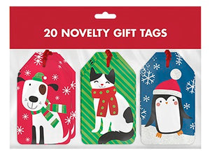 Premium Holiday Gift Tags - 20 Pack - Pets & Penguins