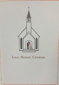 Wedding Greeting Card - Bride and Groom at Church