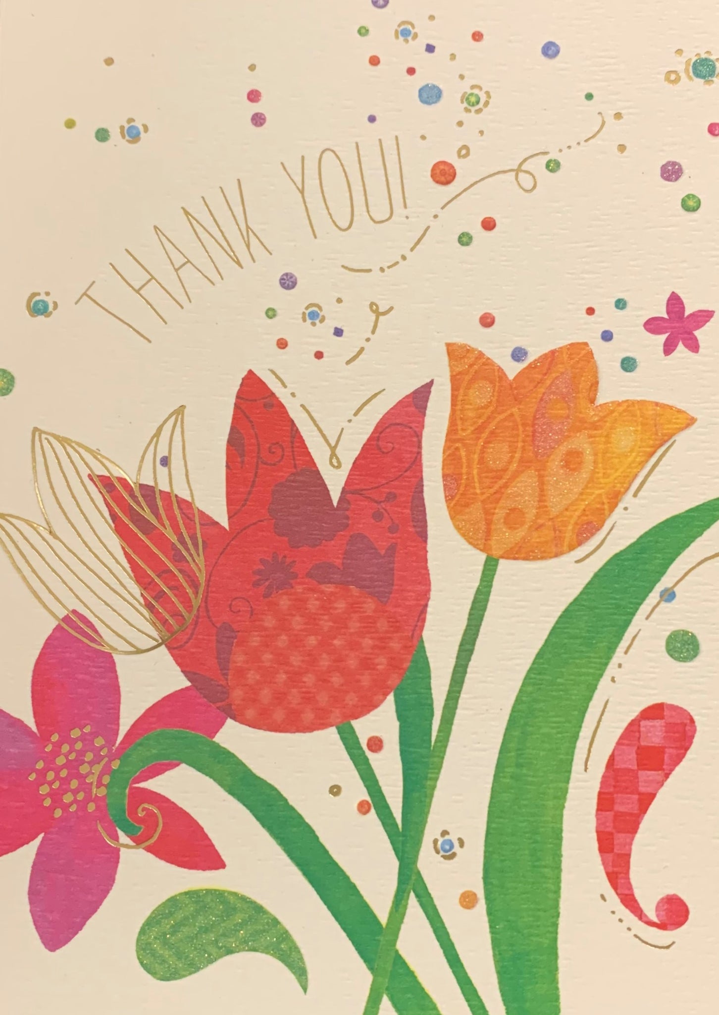 Thank You Greeting Card - Colorful Floral Thank You - Blank Inside