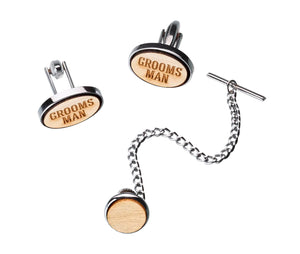 Groomsman Wood Cufflinks & Tie Tack Set