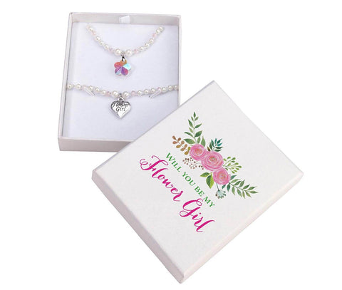 Flower Girl Necklace & Bracelet Set