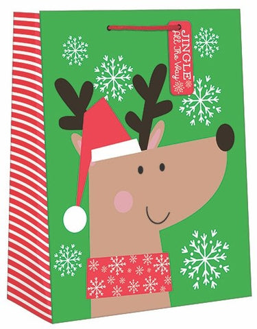 Large Holiday Gift Bag - Merry Reindeer