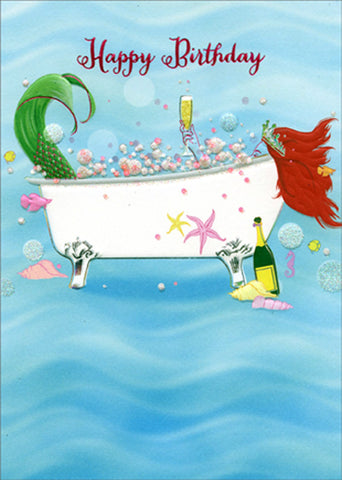 Birthday Greeting Card - Mermaid Bubble Bath