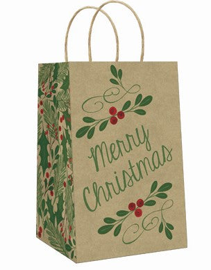 Small Christmas Gift Bag - Christmas Holly