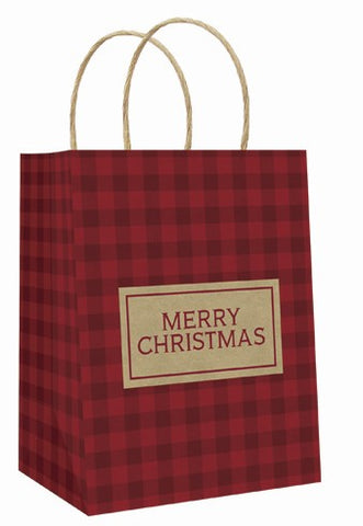 Medium Christmas Gift Bag - Christmas Plaid