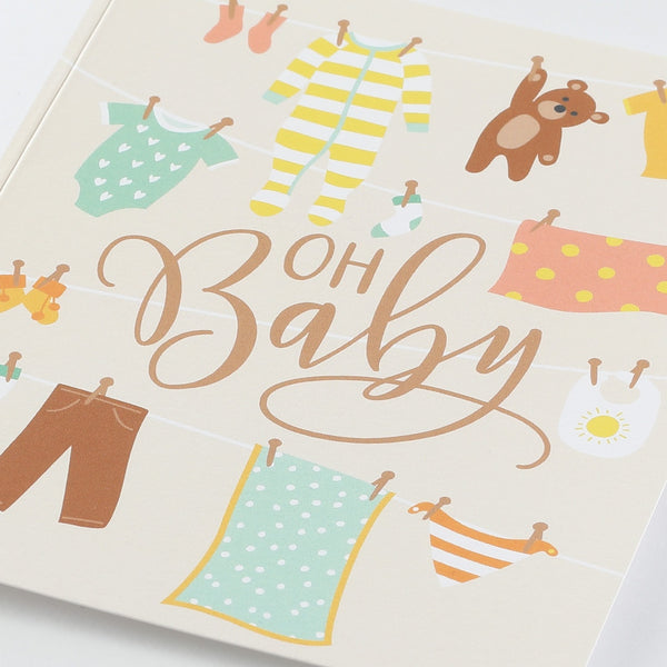 Baby Shower Greeting Card - Oh Baby - Blank Inside