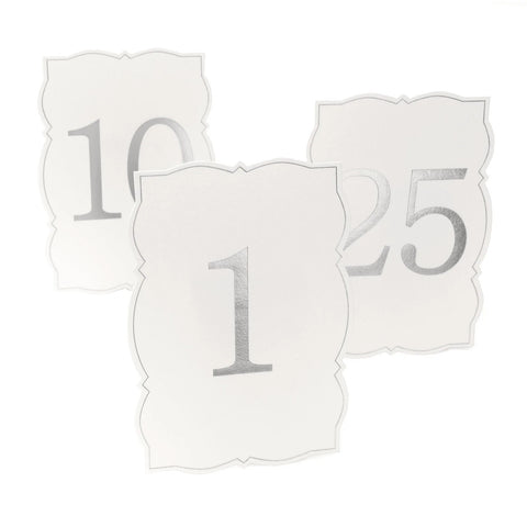 Ornate Silver Foil Table Numbers 1-25