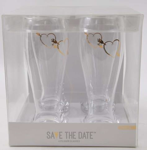 Heart with Arrow Pilsner Glass Set - 4 pack