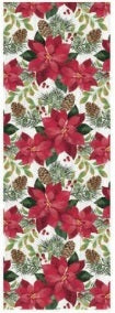 Folk Christmas Wrapping Paper - Poinsettias and Pine 25 Sq. Ft.
