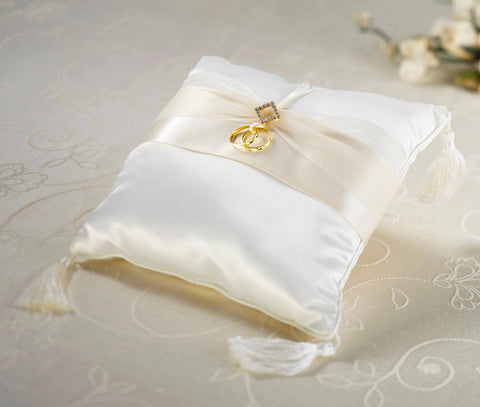 Ivory Diamond Satin Ring Pillow