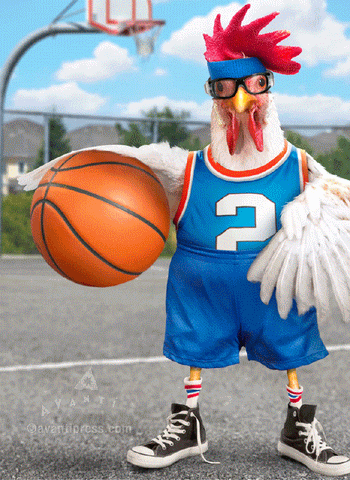 Birthday Greeting Card - Rooster Basketball - Motion