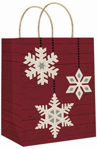 Large Christmas Gift Bag - Rustic Snowflakes