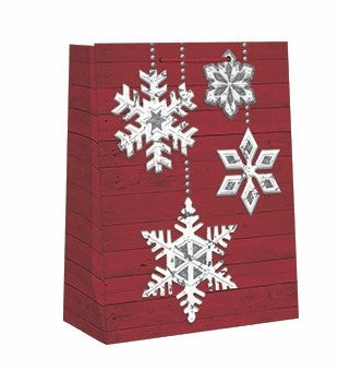 Small Holiday Gift Bag - Rustic Snowflakes