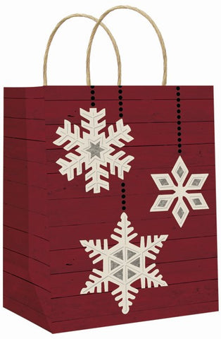 Large Christmas Gift Bag - Rustic Snowflakes