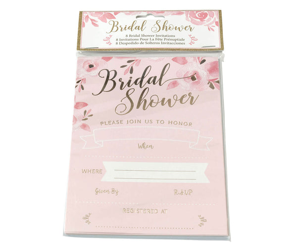 8 Pink & Gold Bridal Shower Invitations