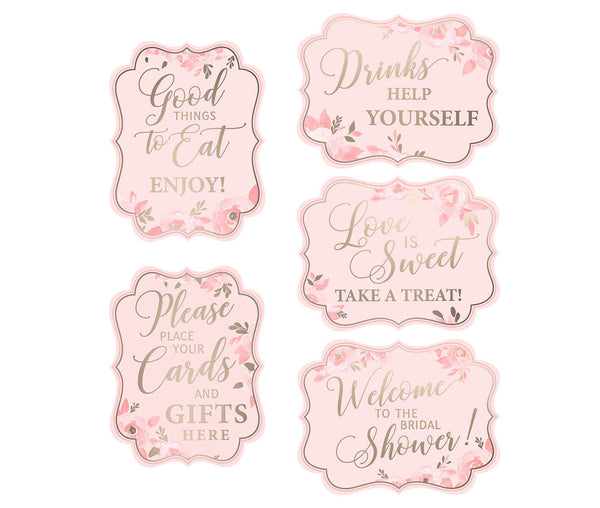 Set of 5 Pink & Gold Bridal Shower Signs