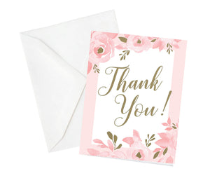 Set of 12 Bridal Shower Thank You Cards