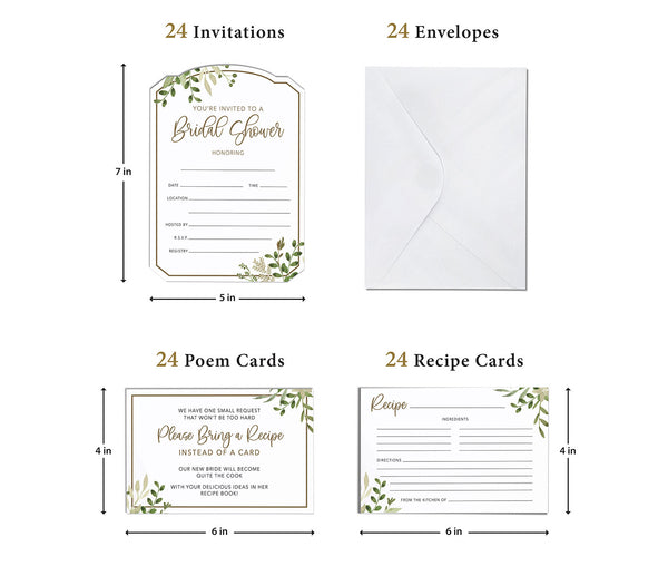 24 ct. Bridal Shower Invitations & Recipe Cards Set