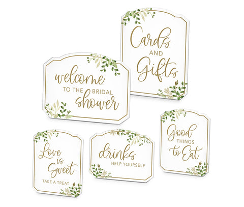 Set of 5 Greenery Bridal Shower Signs