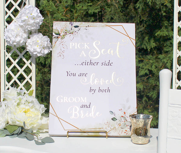 Botanical Theme Wedding Seating Canvas Sign