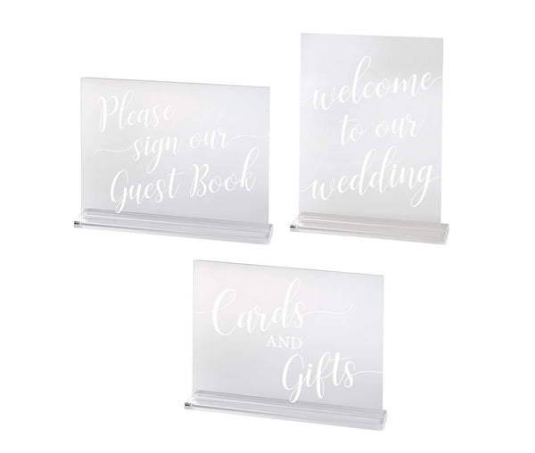 Set of 3 Clear Acrylic Wedding Signs