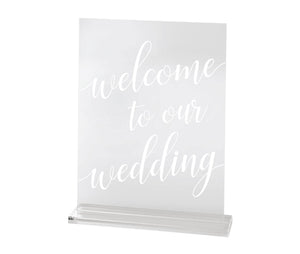 Clear Acrylic Welcome to Our Wedding Sign