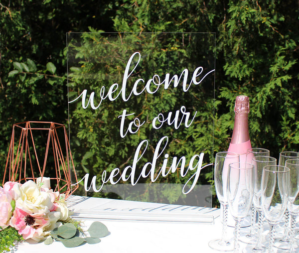 Clear Acrylic Welcome to Our Wedding Sign