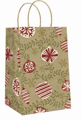 Small Christmas Gift Bag - Scattered Ornaments