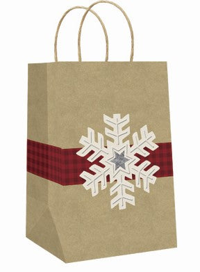Small Christmas Gift Bag - Rustic Snowflake
