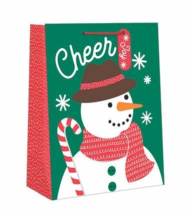 Medium Holiday Gift Bag - Cheerful Snowman