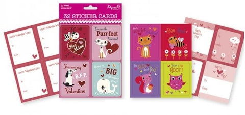 Valentine's Day Sticker Cards - 32 ct.